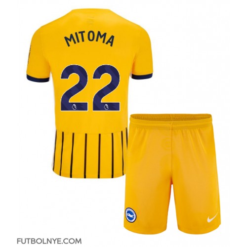 Camiseta Brighton Kaoru Mitoma #22 Visitante Equipación para niños 2024-25 manga corta (+ pantalones cortos)